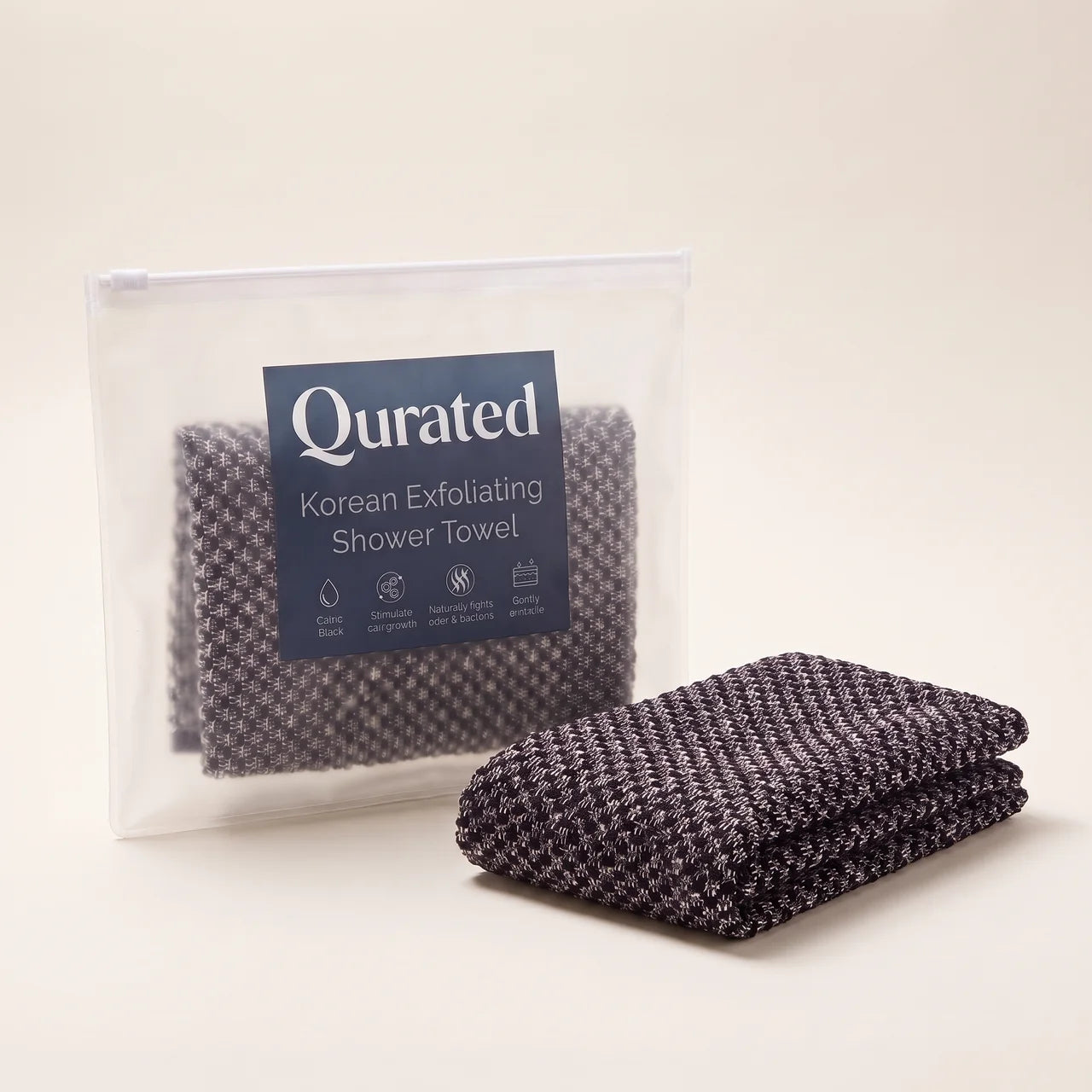 Qurated Korean Exfoliating Antibacterial Shower Towel